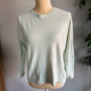 Eileen Fisher Linen Blend Light Mint Long Sleeve Crewneck Top Sz XS